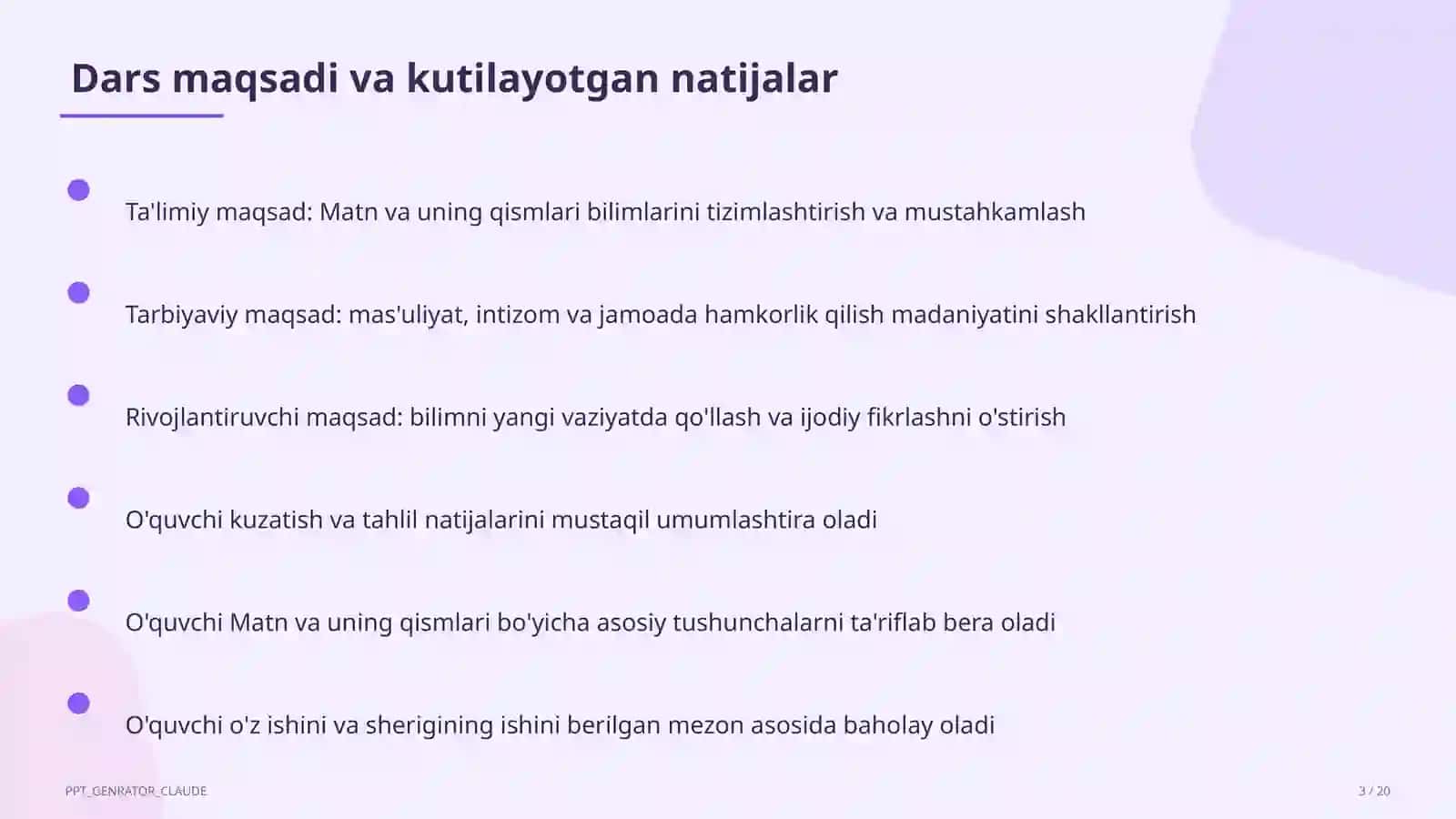 Matn va uning qismlari (3-sinf) 3