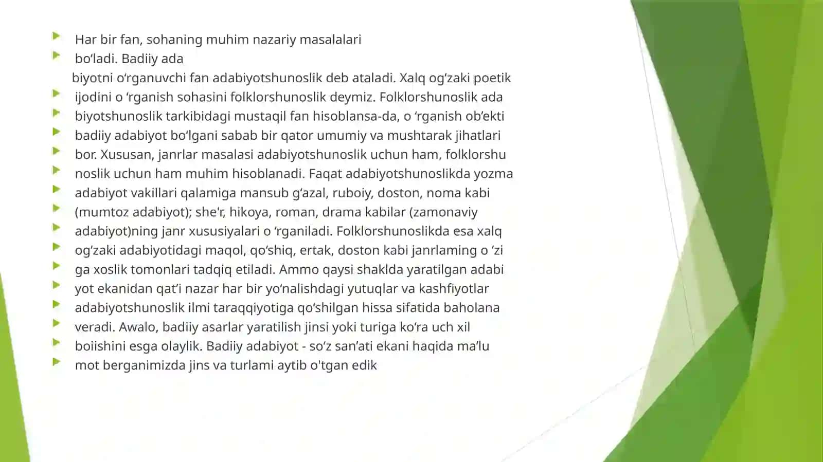 XALQ OG’ZAKI IJODINING JANRLARI.JANRLARARO MUNOSABATLAR 3