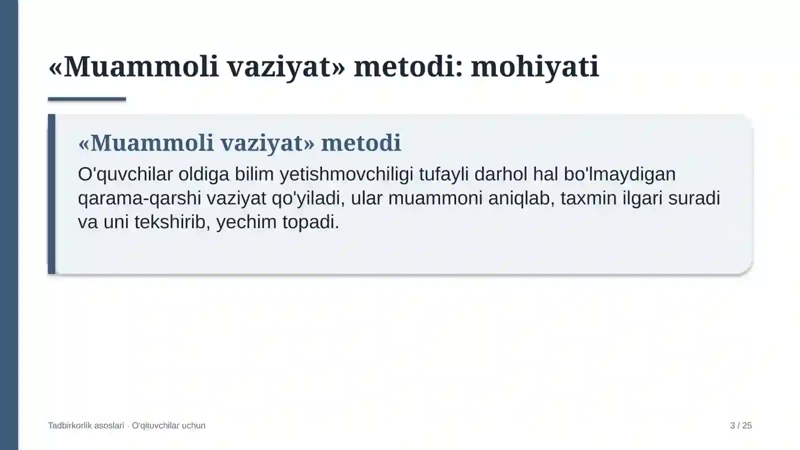 tadbirkorlik asoslari darslarida muammoli vaziyat metodidan foydalanish 7097 3