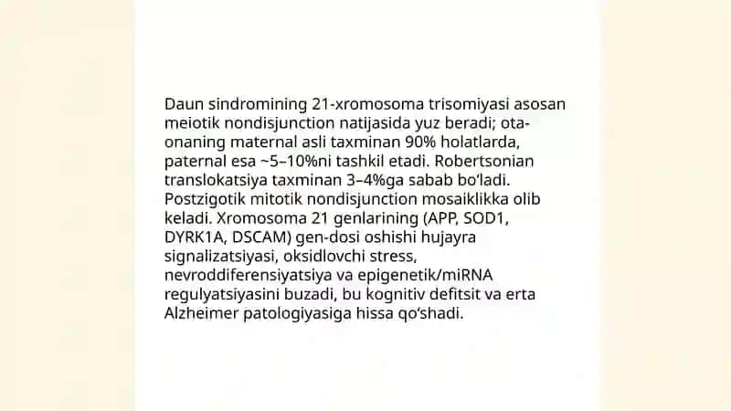 Daun sindiromi 21 xromosomaning trisomiyasi 3