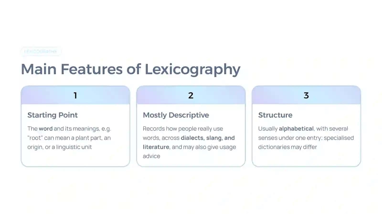 Terminology, Lexicography, and Terminography. 3