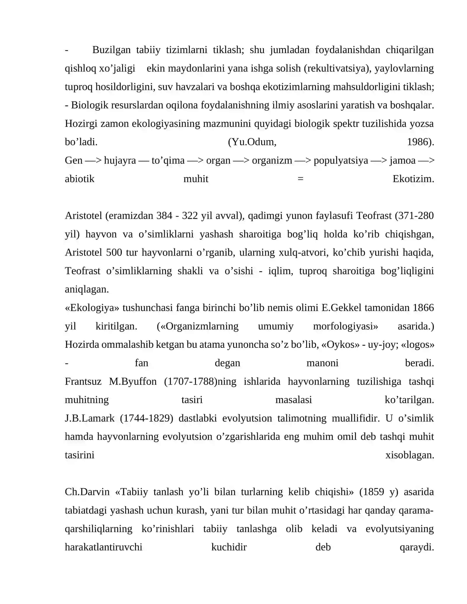 Ekologiyaning xozirgi zamon tushunchasi va uning vazifalari 3