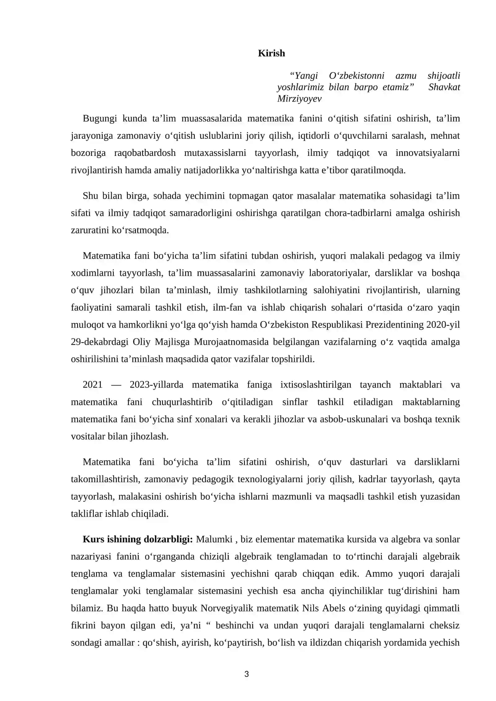 Haqiqiy koeffisentli ko‘phadlarni haqiqiy ildizlari 3