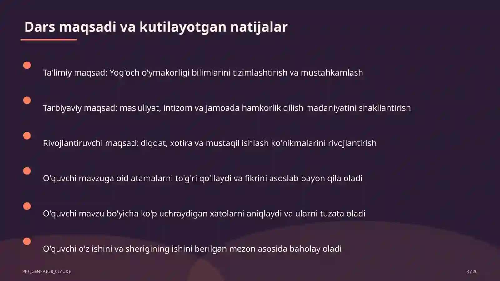 Yog'och o'ymakorligi (7-sinf) 3