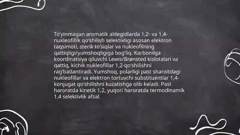 Toʻyinmagan aromatik aldegidlarning oʻziga xos reaksiyalari by Safarov Javlonbek 3