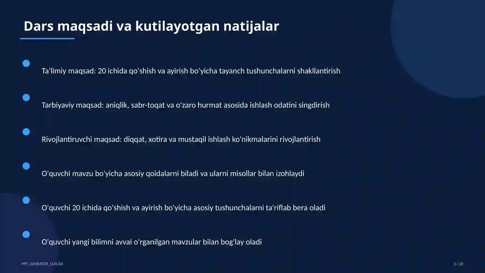 Matematika (1–4) — metodik birlashma uchun 3