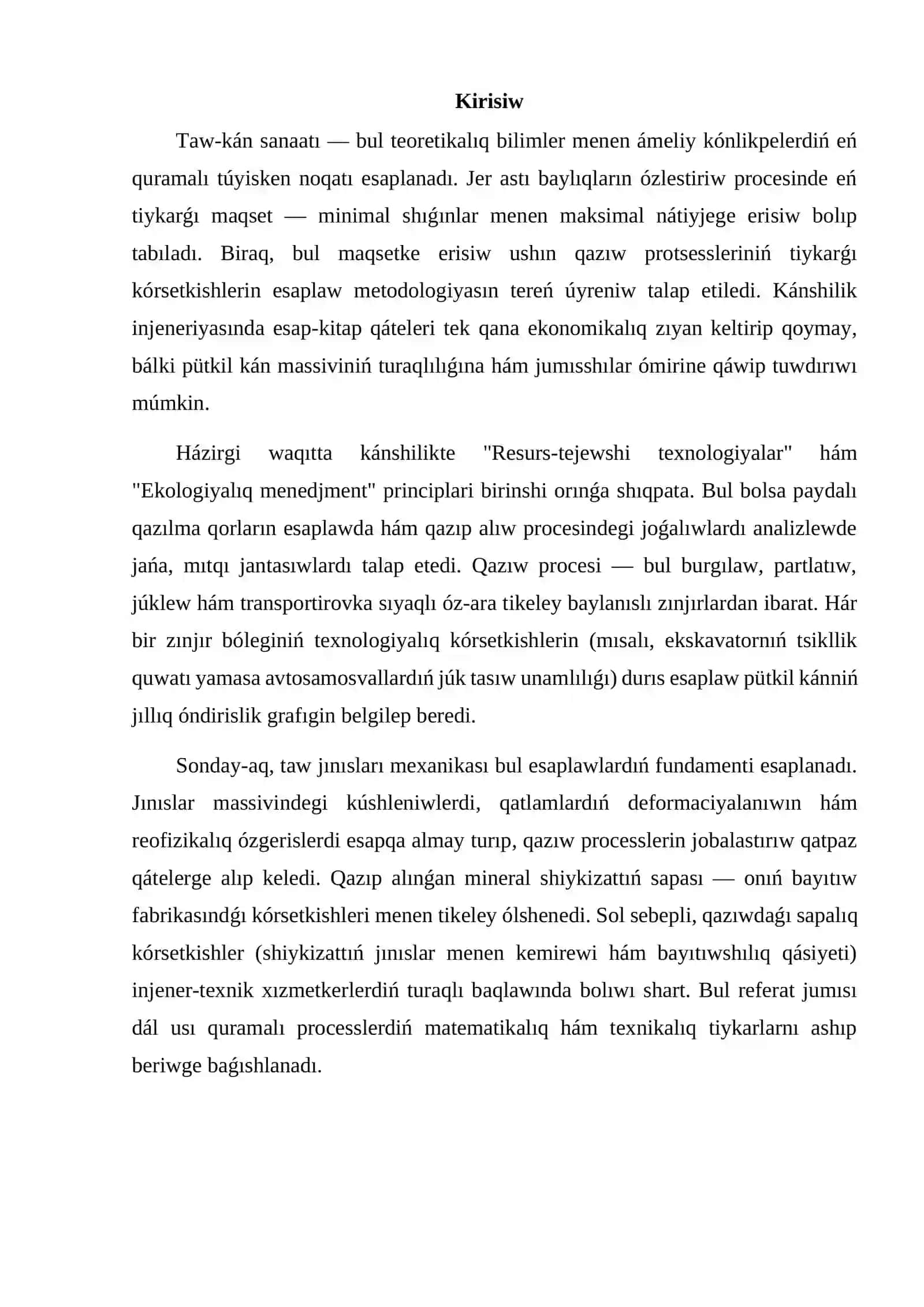 Qazıwda qazıw protsessleriniń tiykarǵı kórsetkishlerin esaplaw 3