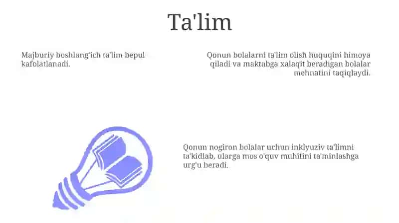 OʻZBEKISTON respublikasi bola huquqlari toʻgʻrisidagi qonuni 3