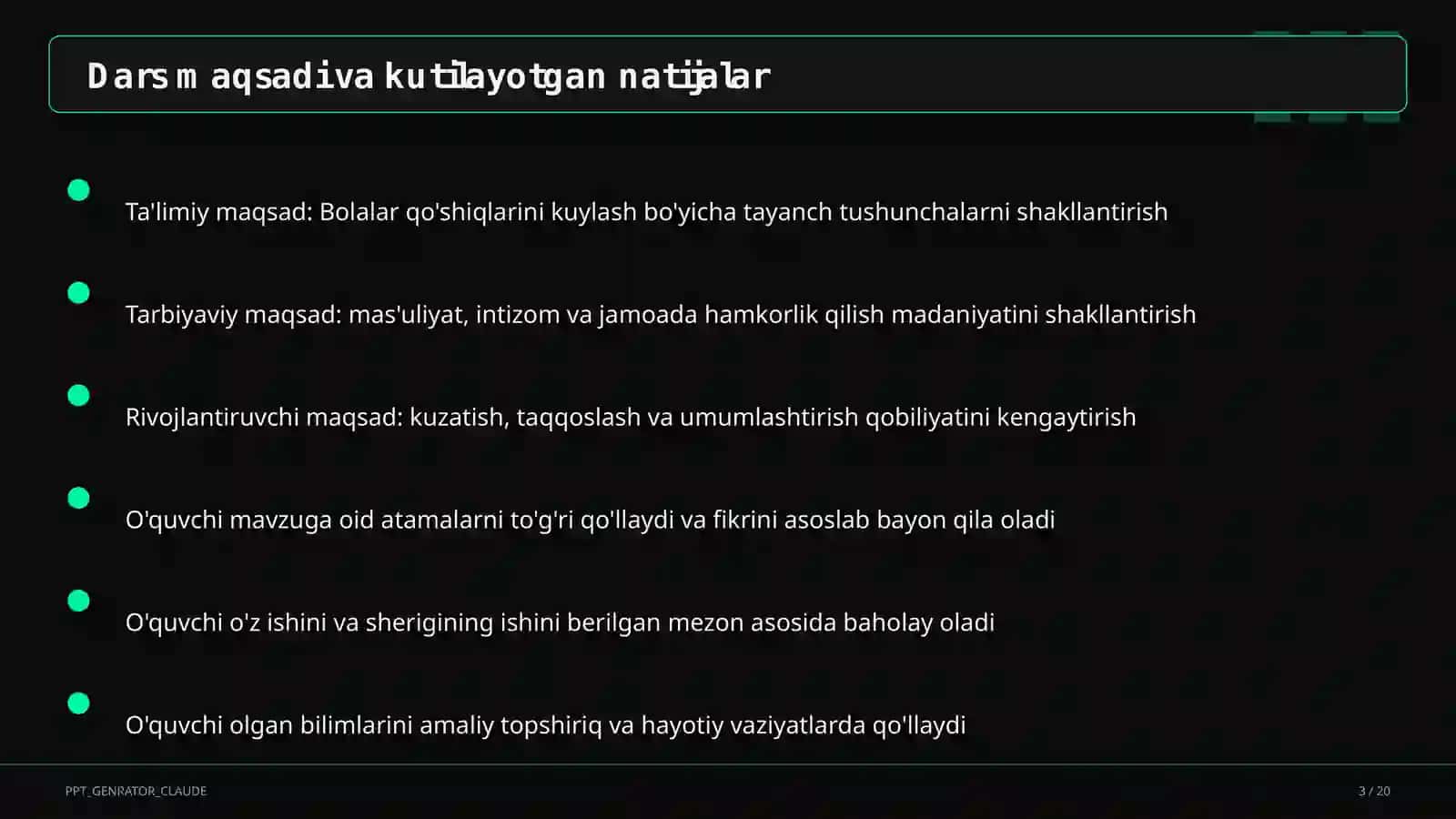 Tasviriy san'at va musiqa (1–7) — ochiq dars uchun 3