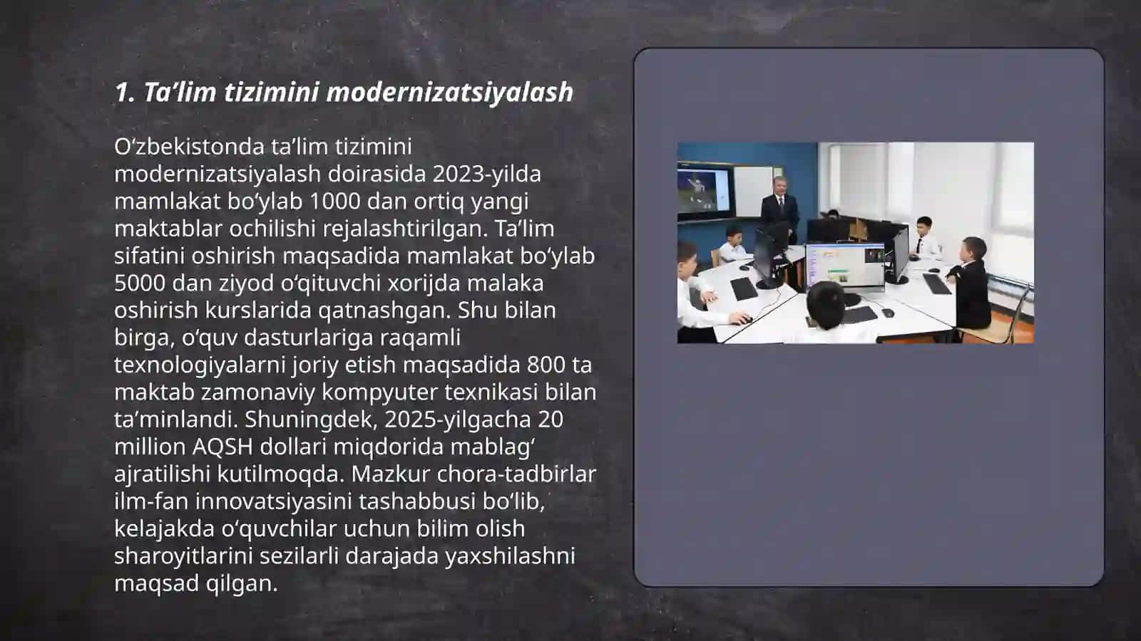 Oʻzbekistonda taʼlim tizimida amalga oshirilgan islohotlar 3