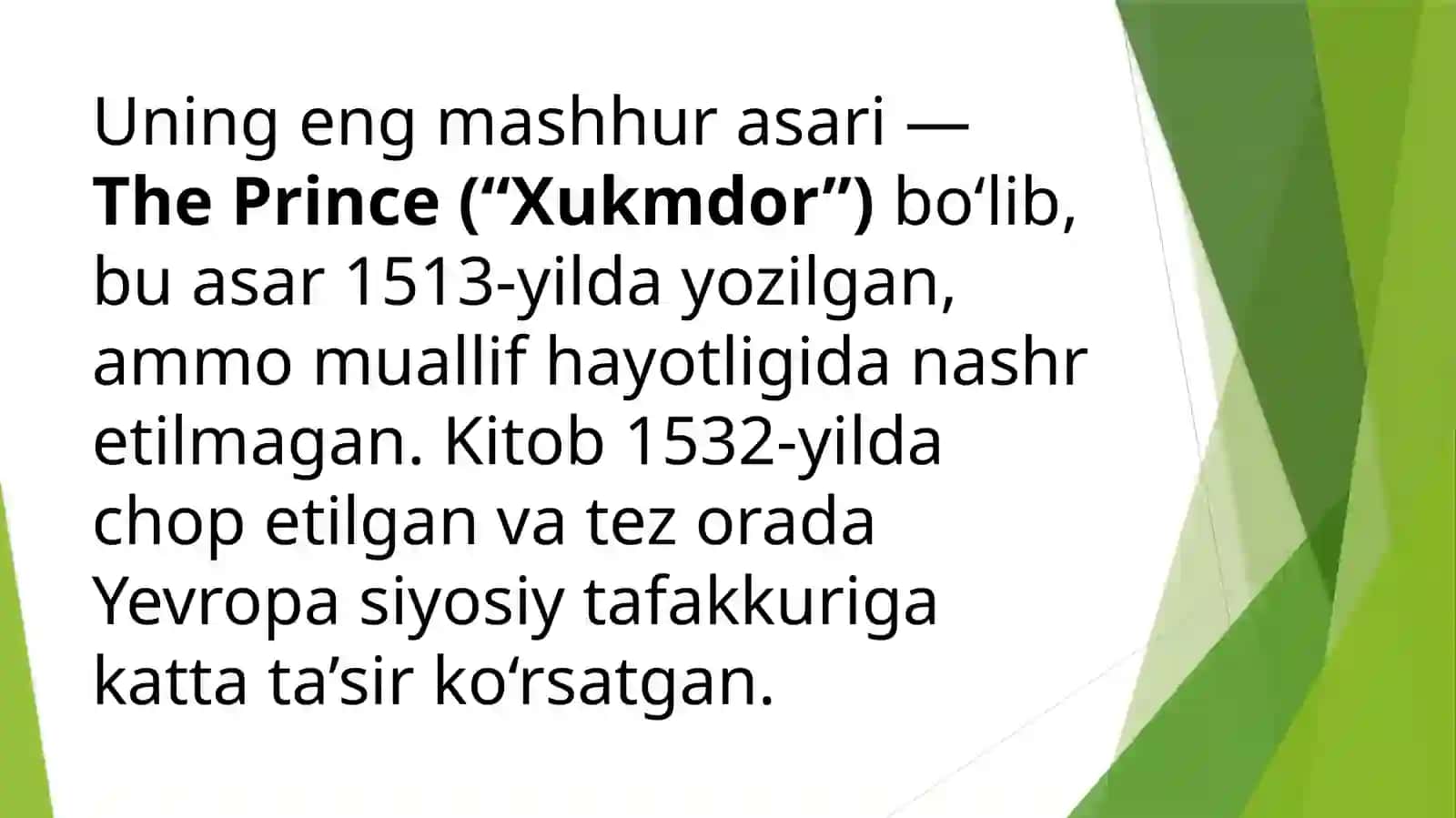 Makiavellining "Xukmdor" asari boyicha 3