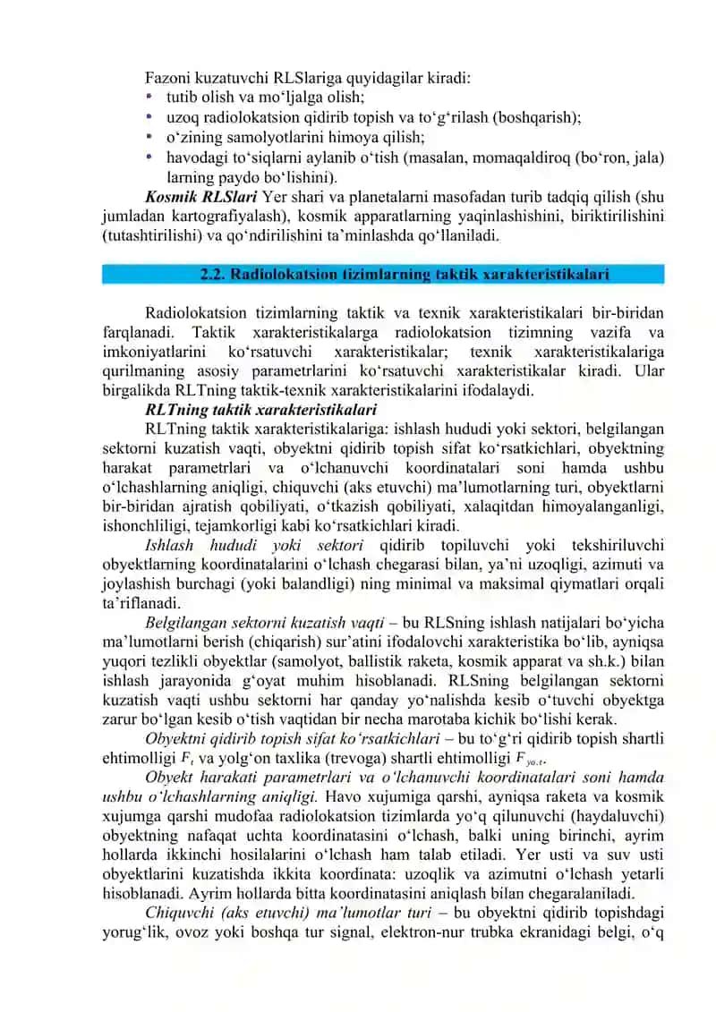 Radiolokatsiya tizimlarining xarakteristikalari 3