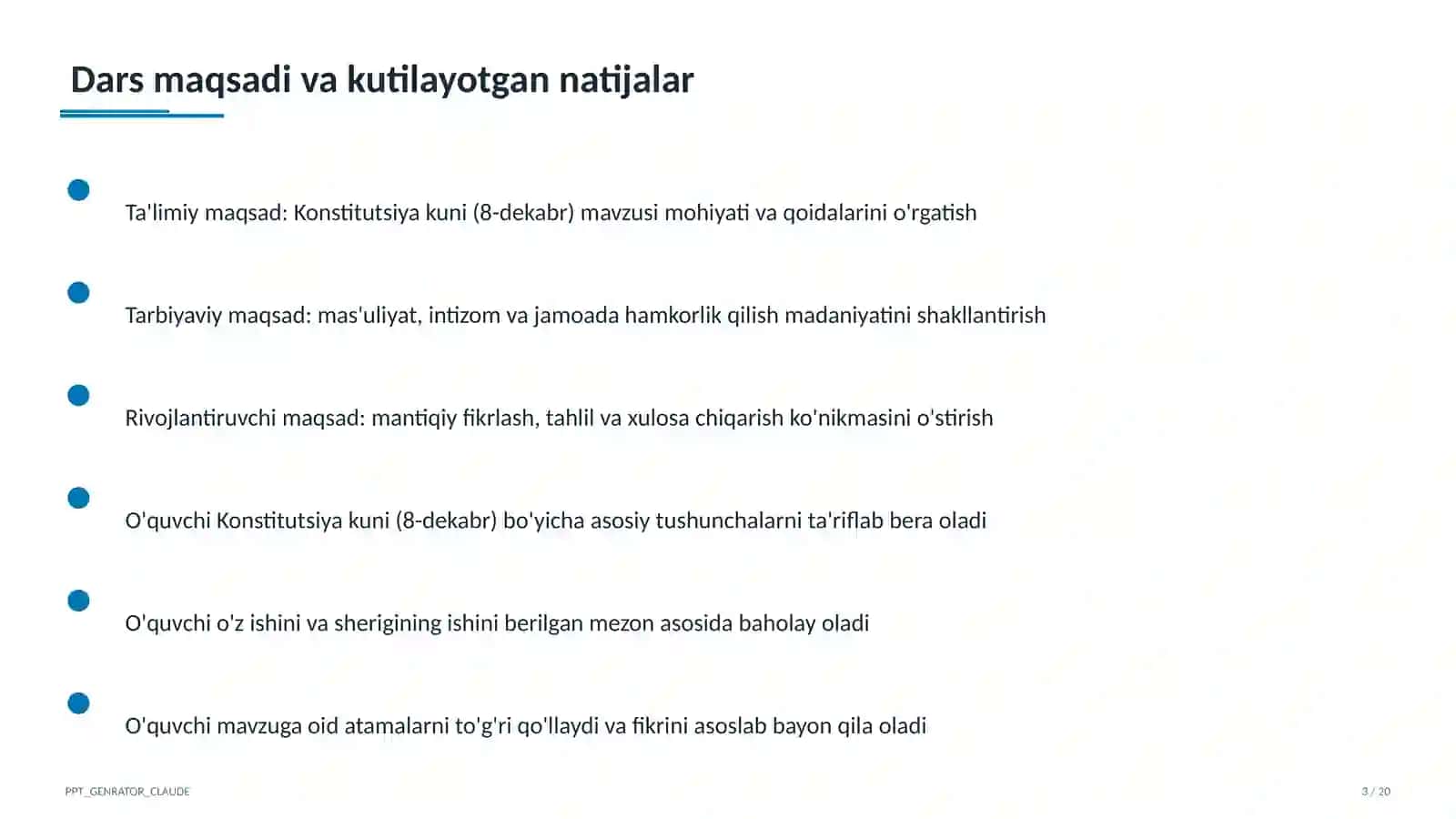 Sinf soati va tarbiyaviy tadbirlar (1–11) 3