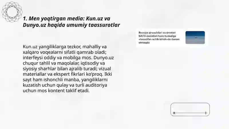 Men yoqtirgan media: Kun.uz va Dunyo.uz haqida umumiy taassurotlar 3