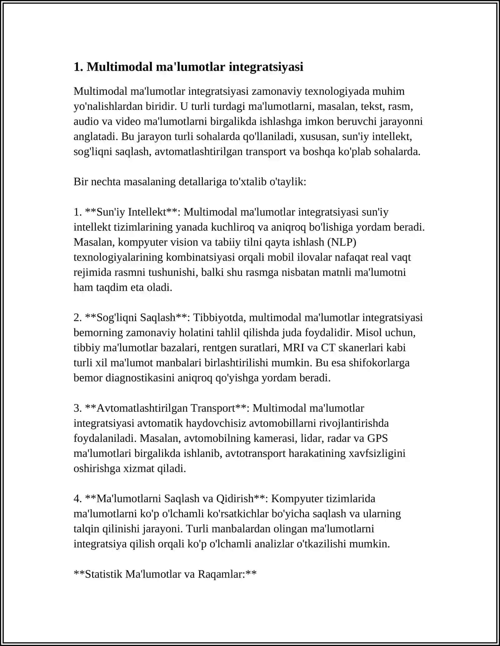 QAROR QABUL QILISH TIZIMLARI-MULTIMODAL MA'LUMOTLARNI TAHLIL QILISH VA ISHLOV BERISH USULLARI 3
