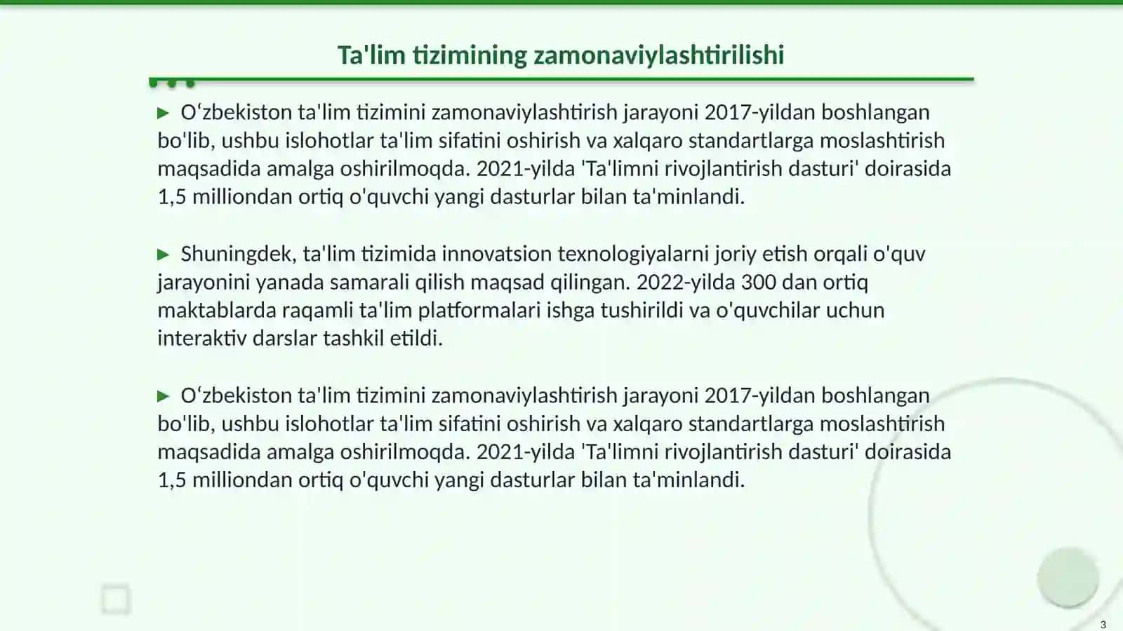 Ta'lim tizimining zamonaviylashtirilishi 3