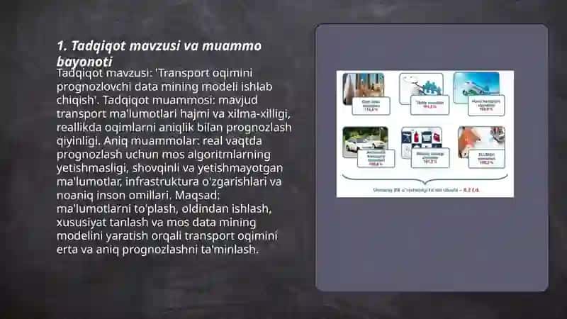 Transport oqimini prognozlovchi data minning modelini ishlab chiqish 3