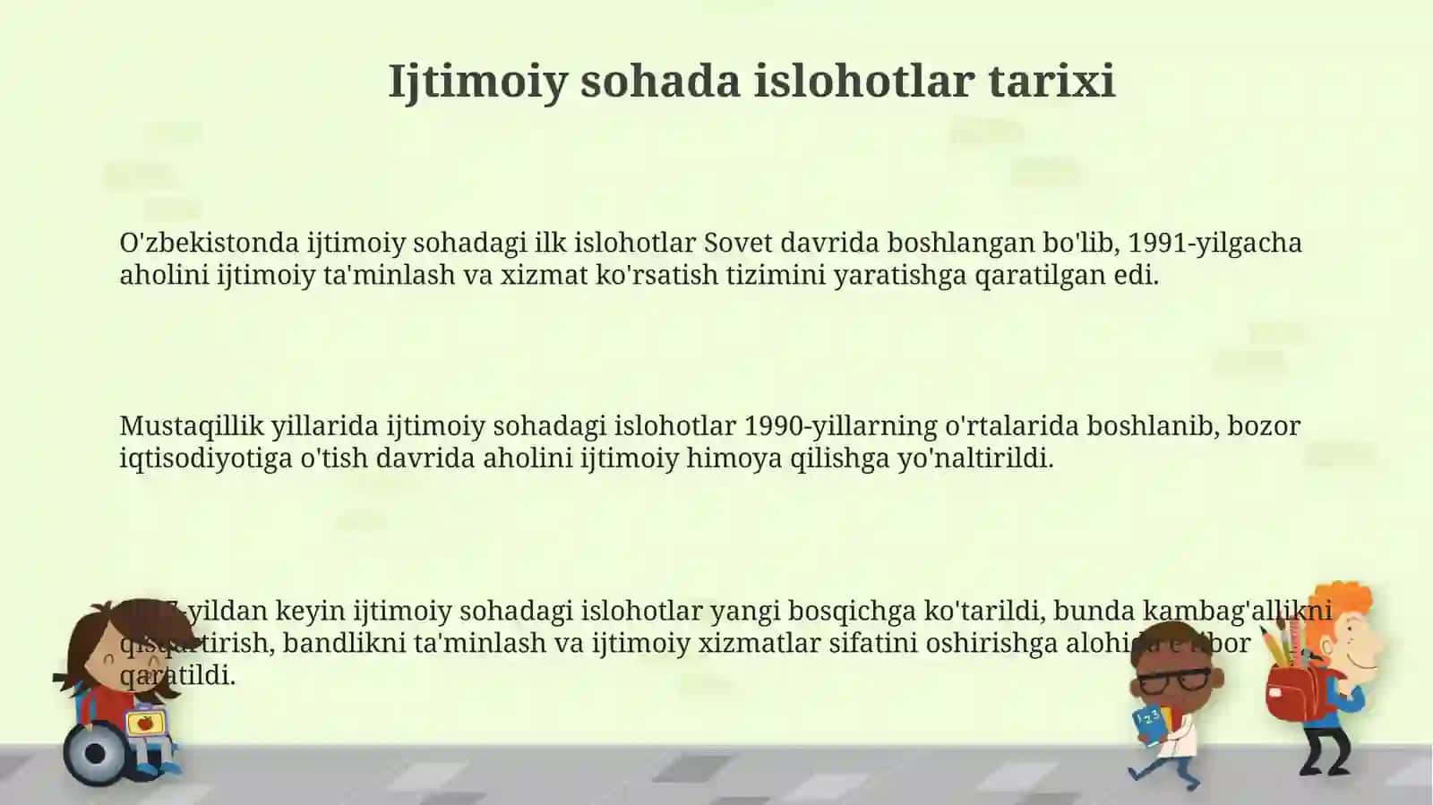 Ijtimoiy sohadagi islohotlar 3