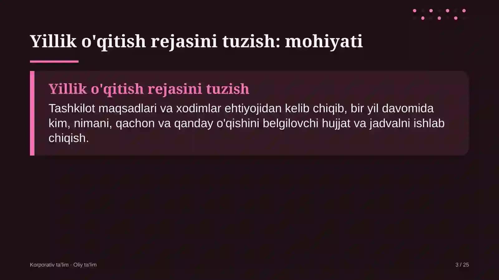 avtomobil yuvish shoxobchalarida yillik o'qitish rejasini tuzish 1141 3