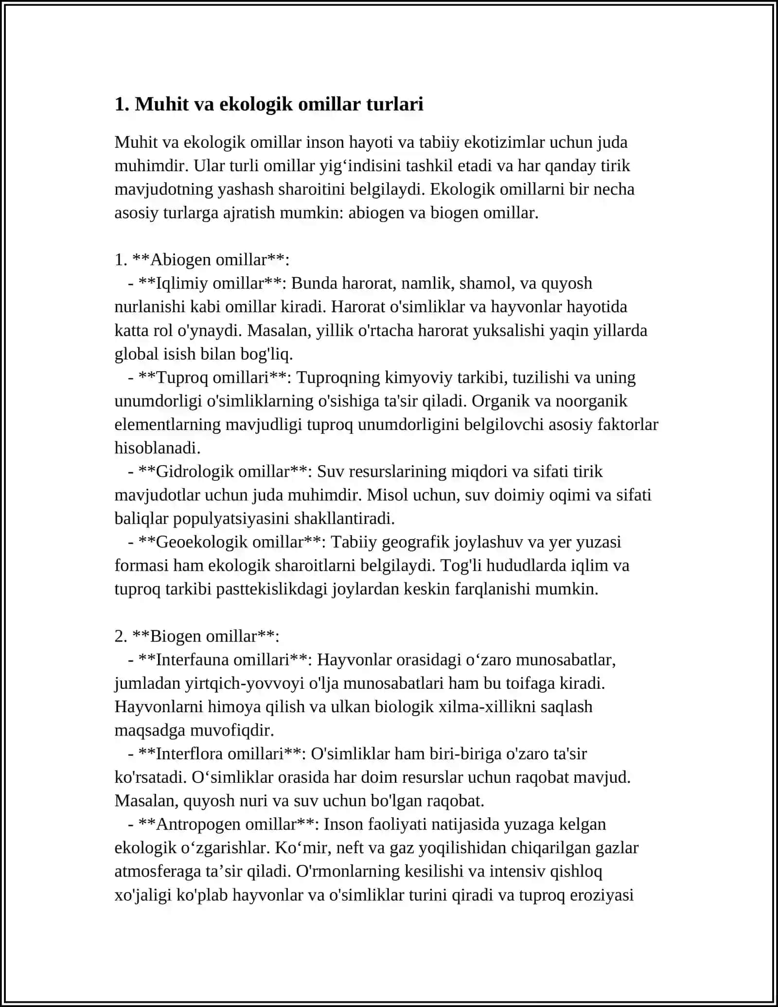 MUHIT VA EKOLOGIK OMILLAR.MUHITGA ORGANIZMLARNING MOSLASHISHI 3