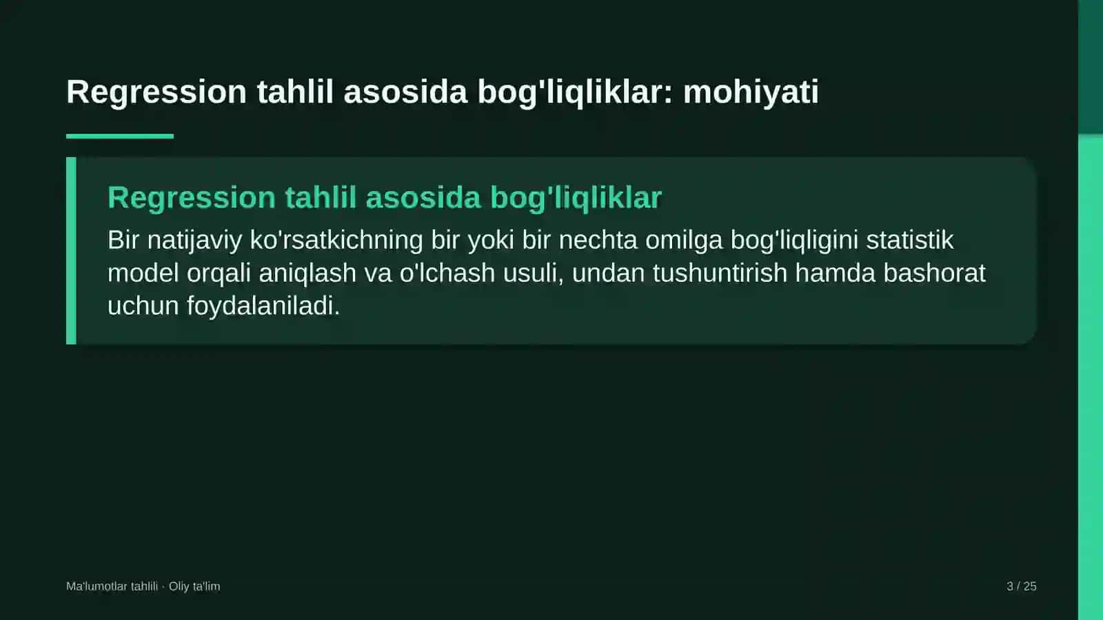 Xostellarda regression tahlil asosida bog'liqliklarni aniqlash 3
