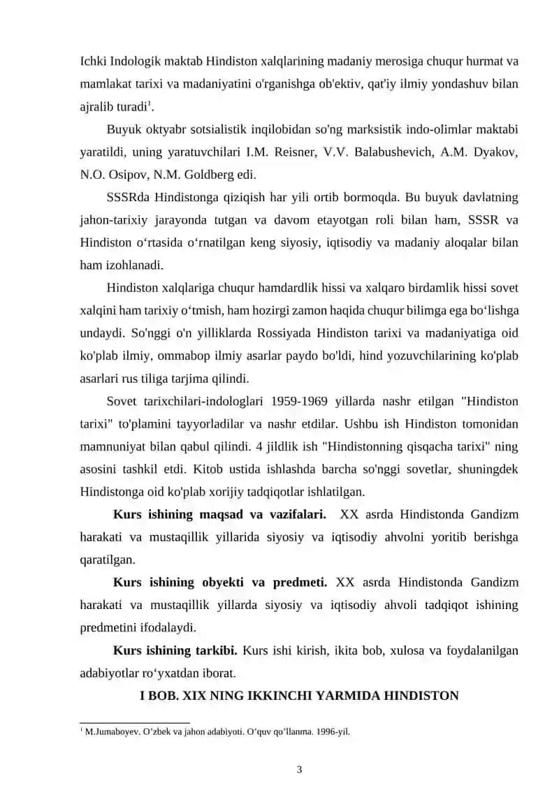 XX ASRDA HINDISTONDA GANDIZM HARAKATI VA MUSTAQILLIGI KURS ISHI 3