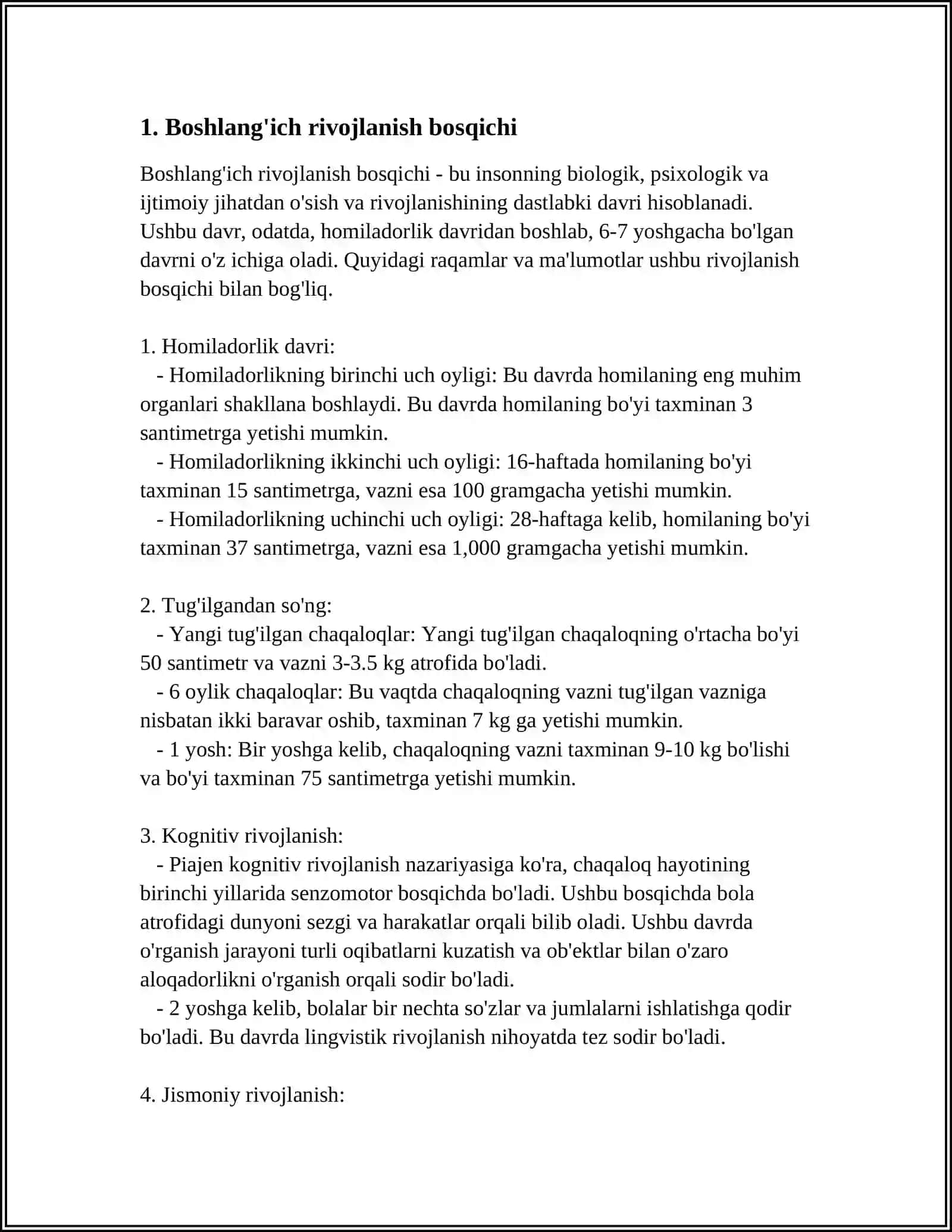 TURLI KLASSIFIKATSIYALAR BO'YICHA OILANING RIVOJLANISH BOSQICHLARI 3
