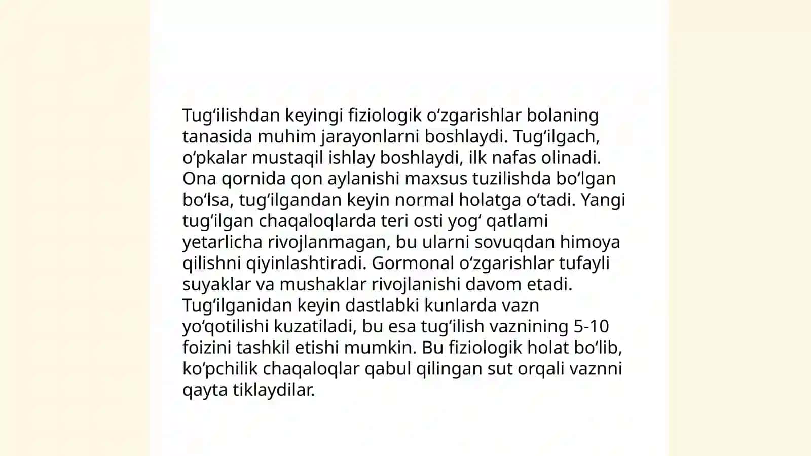 Postnatal davrining fiziologik kōrsatkichlari 3