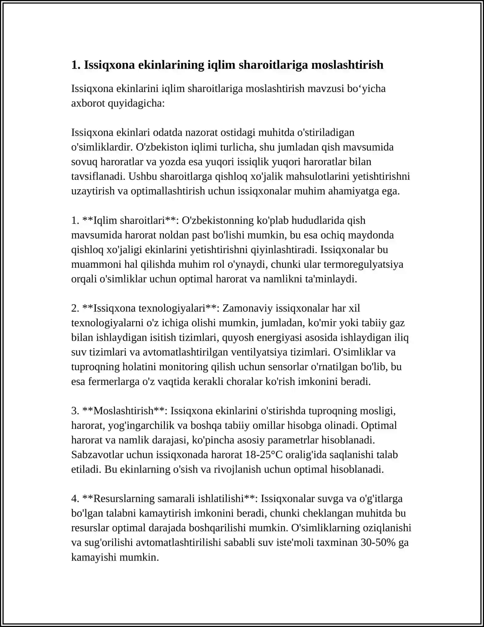 MAMLAKATIMIZDA ISSIQXONA EKINLARI SELEKSIYASI VA URUGʻCHILIK OLDIDA TURGAN MUHIM VAZIFALAR 3