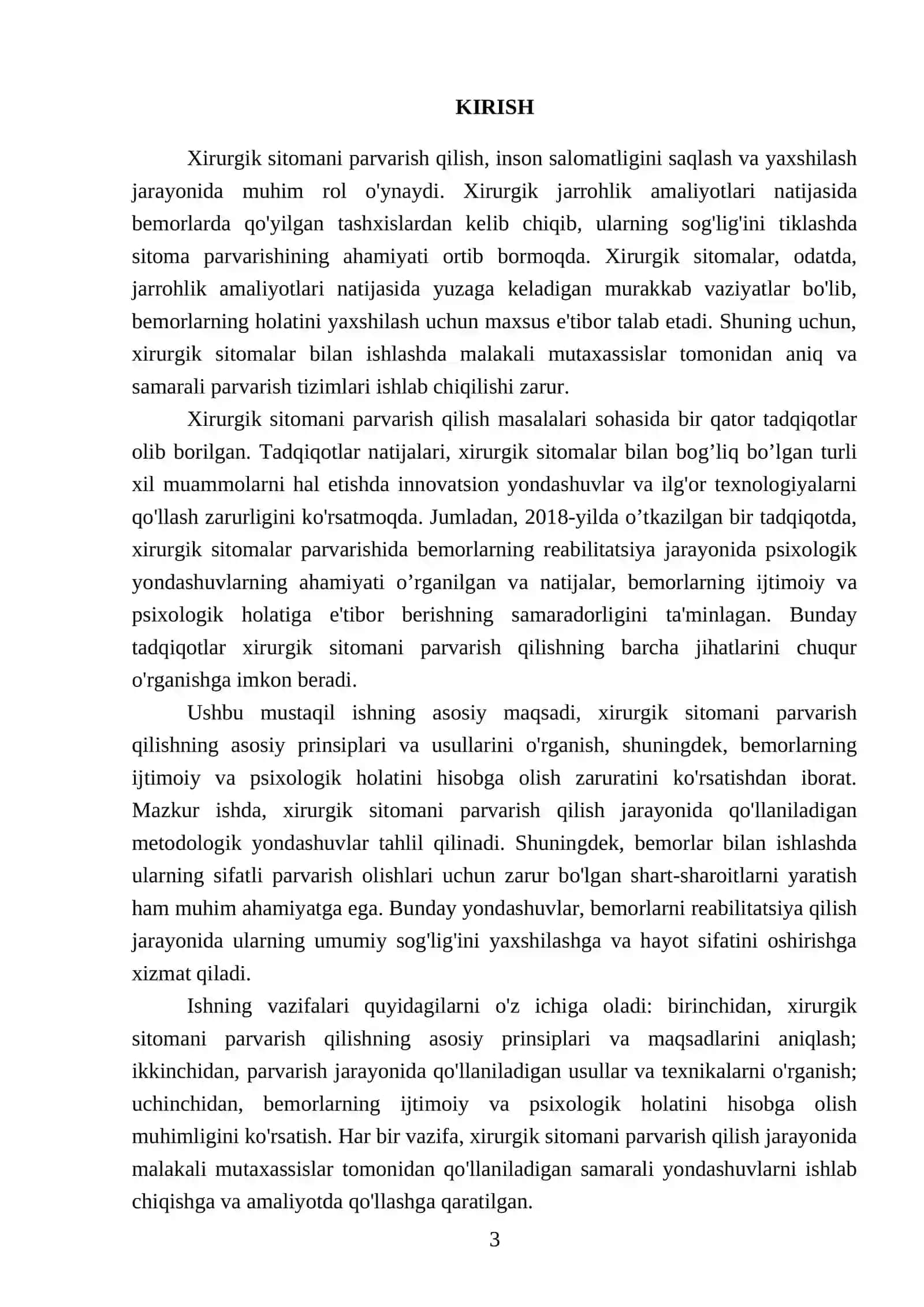 Xirurgik sitomani parvarish qilish 3