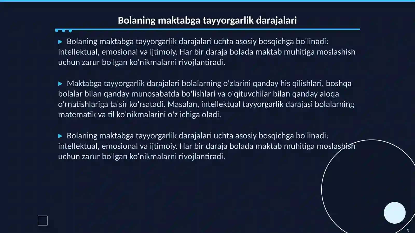 Bolaning maktab talimiga tayyorligi 3