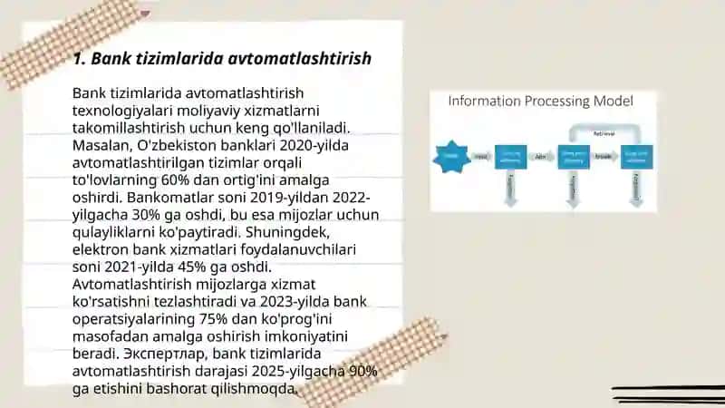 Avtomatlashtirilgan axborot tizimini boshqʼruv jarayoni korinishiga kora qollanish sohalari 3