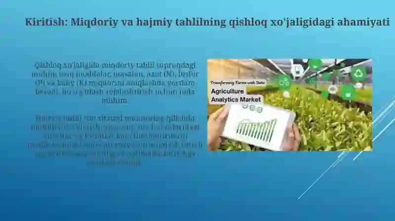 Miqdoriy va hajmiy tahlilning uslublari qishloq xo'jaligida qo'llanishi 3