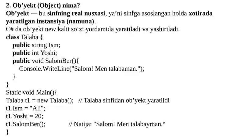 C# daSinfvaOb’yektlar 3