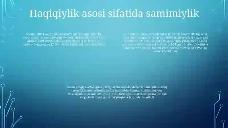 Samimiylik - Inson Xulqiy GoʻZalligining Belgilovchi Asosiy Mezon 3