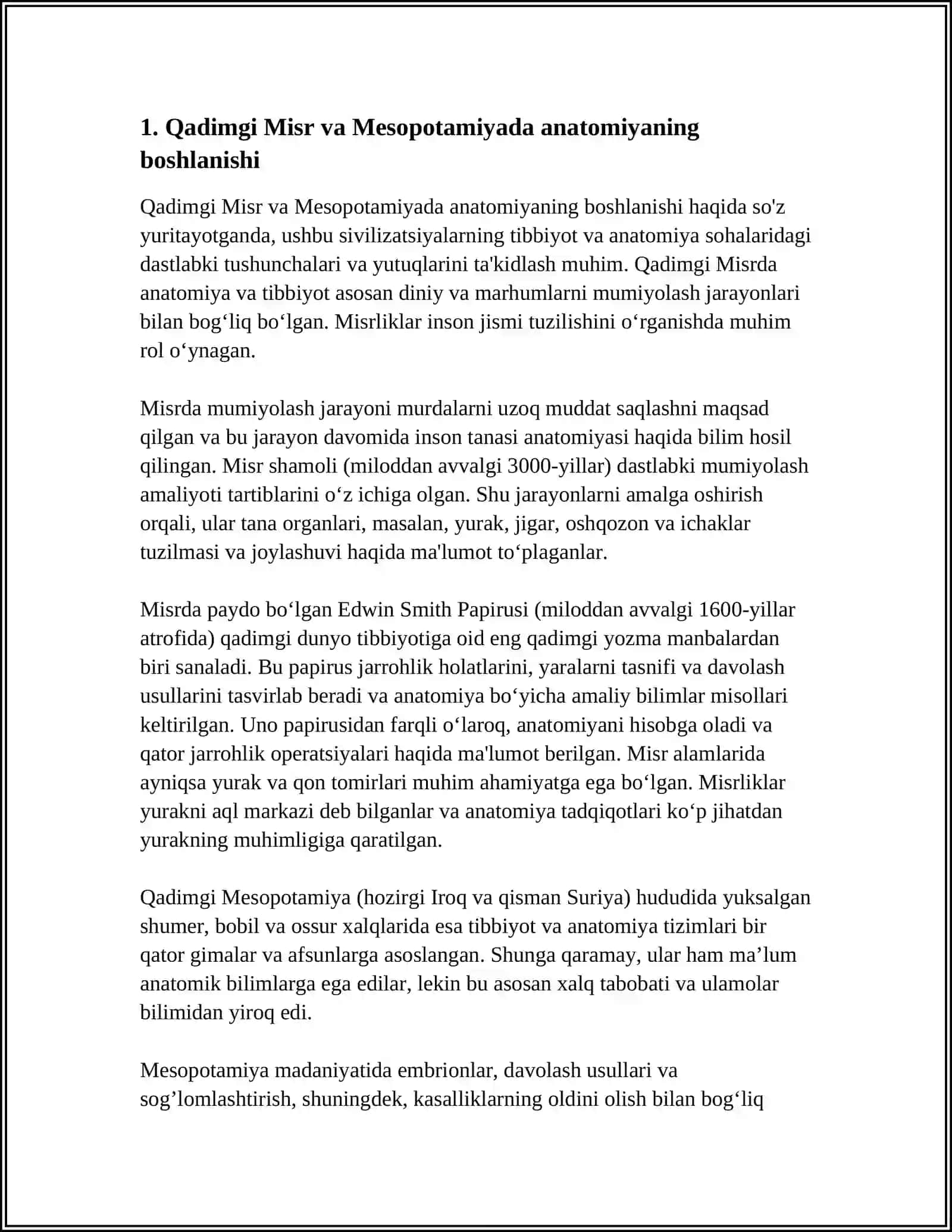 ANATOMIYA FANINING TARIYXI UNI URGANISH METODLARI 3