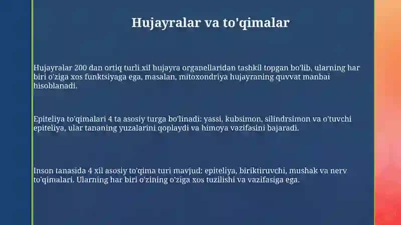 Odam organizmining tuzilishi va funktsiyalari 3