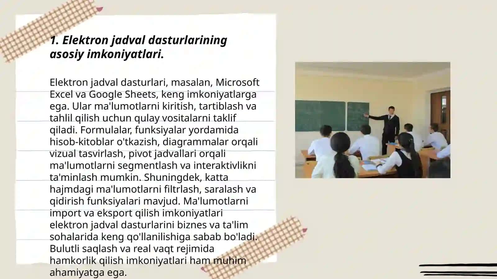Texnologik ta’lim sohasida elektron jadval yordamida har xil ma’lumotlar tayyorlash 3