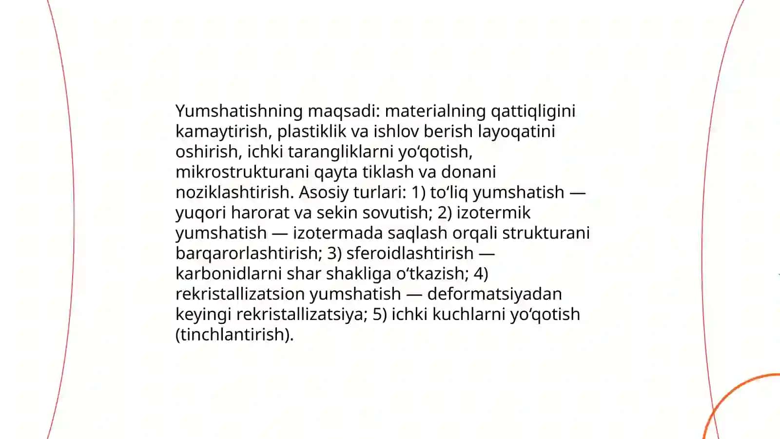 Yumshatish va Normallash bõshatish Termik ishlov berish 3