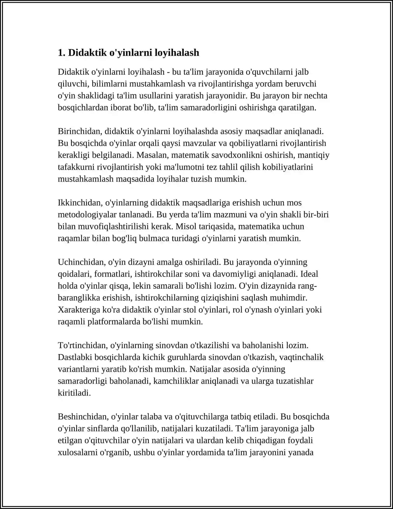 AMALIY DARSLARI UCHUN ISH O'YINLARI TAYYORLASH 3
