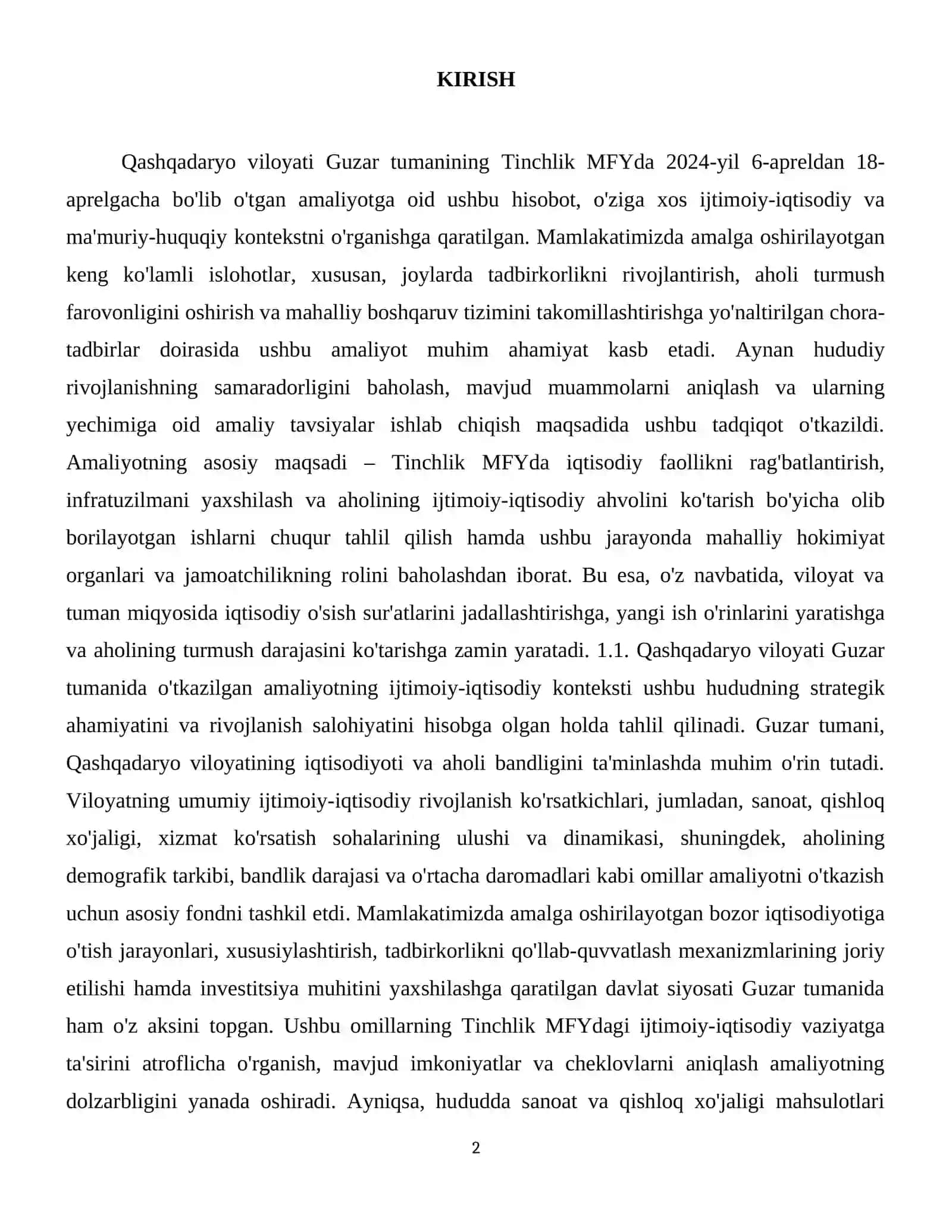 Qashqadaryo viloyati guzor tuman tinchlik mfy da 6 apreldan 18 aprelgacha amalyot utaganim haqida hisobot 3