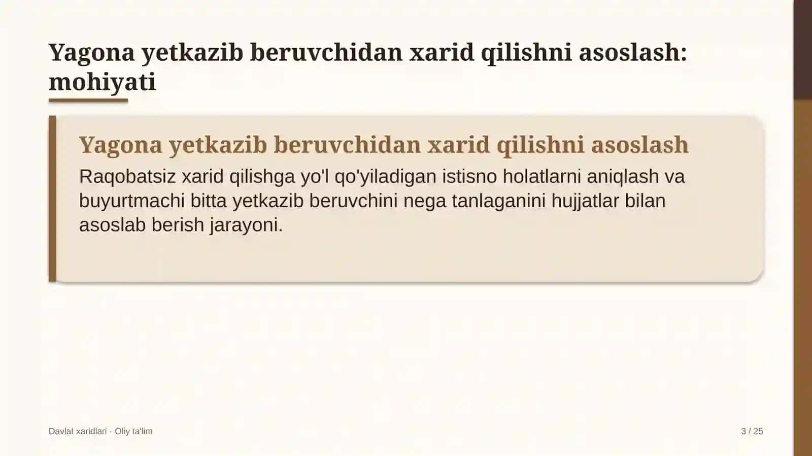 Botanika bog'larida yagona yetkazib beruvchidan xarid qilishni asoslash 3
