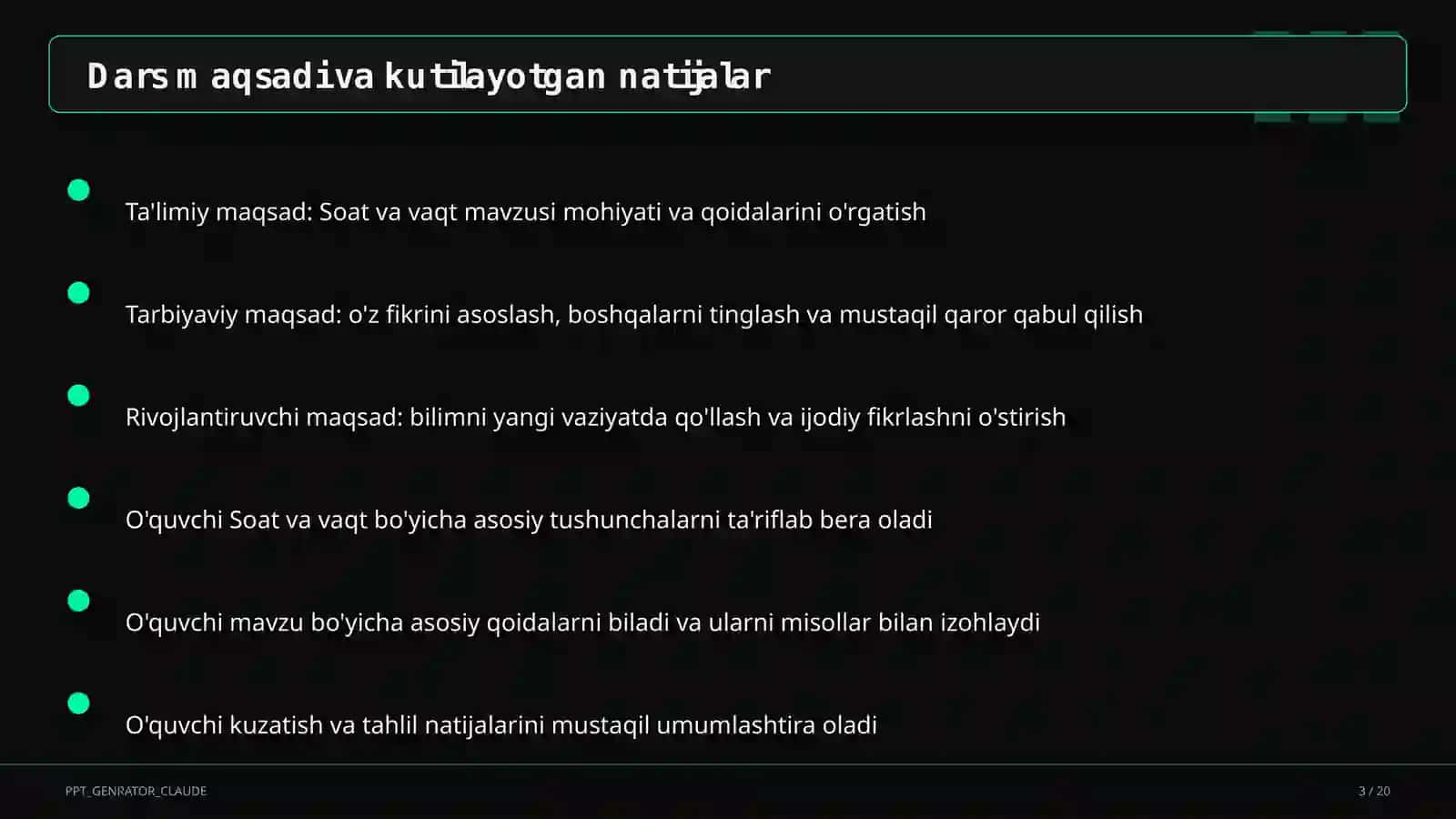 Soat va vaqt (1-sinf) 3