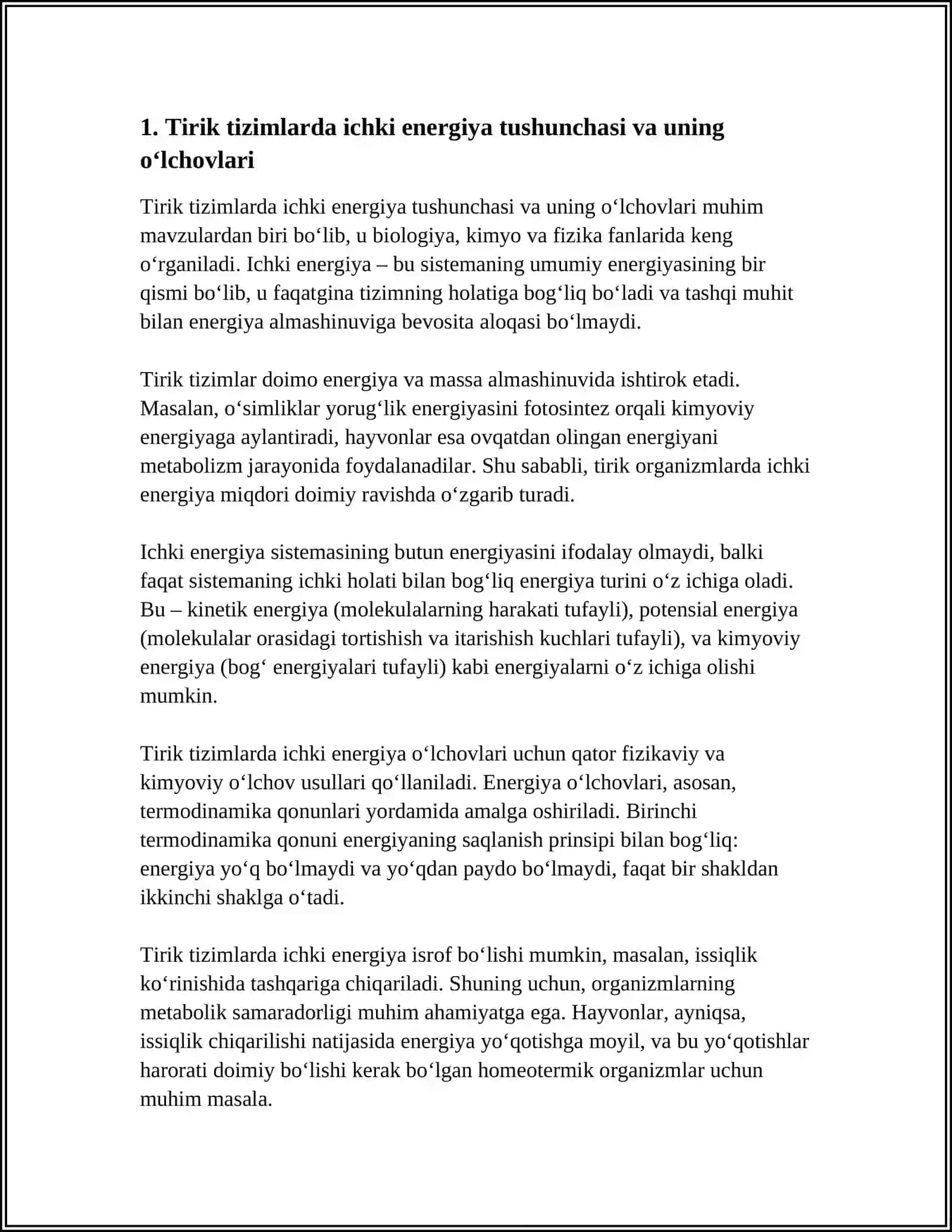 ICHKI ENERGIYA, ISSIQLIK VA TIRIK TIZIMLARDA ISHLASH 3