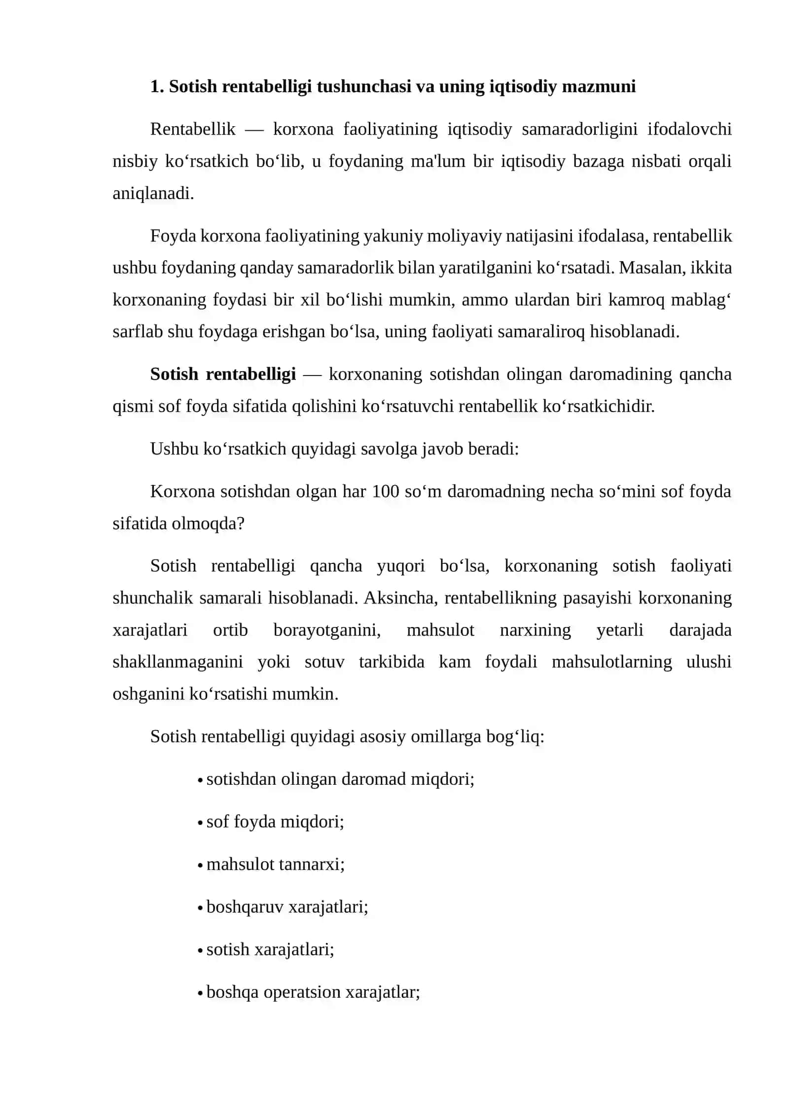 Sotish rentabelligini tahlil qilish 3
