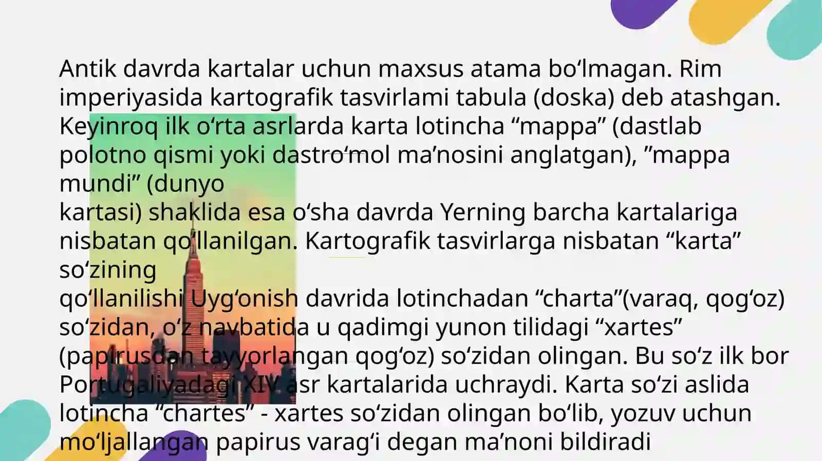 Tarixiy kartalar  turlari 3