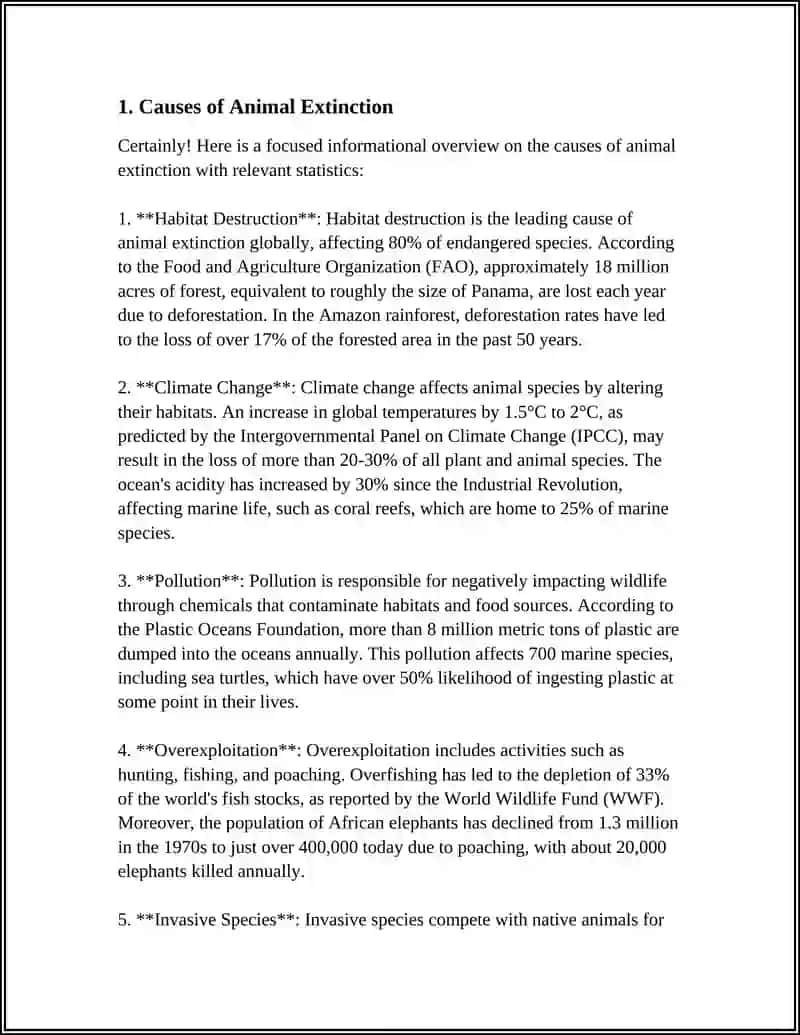 Causes of Animal Extinction 3
