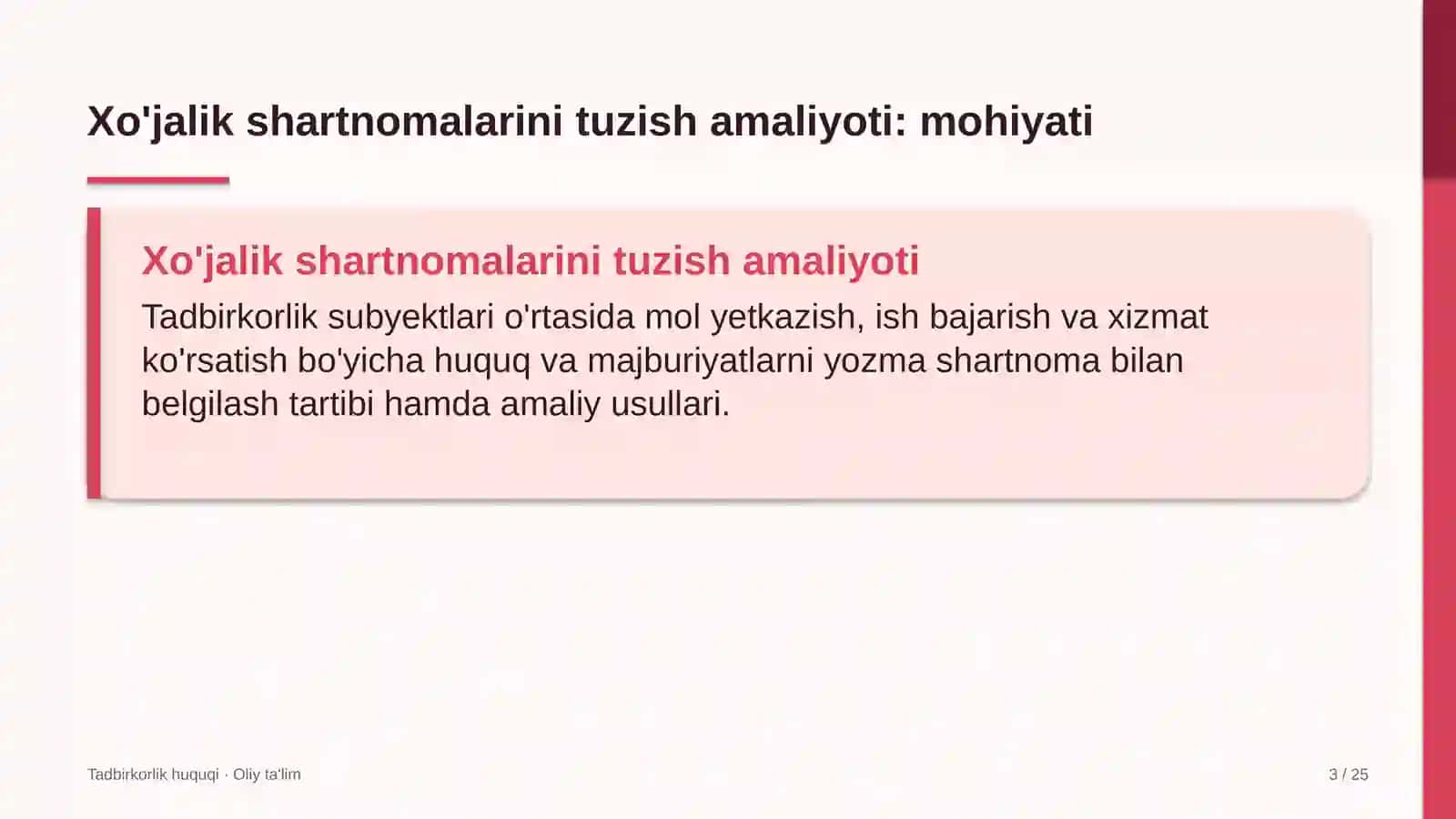 mikroelektronika sohasida xo'jalik shartnomalarini tuzish amaliyoti 8025 3