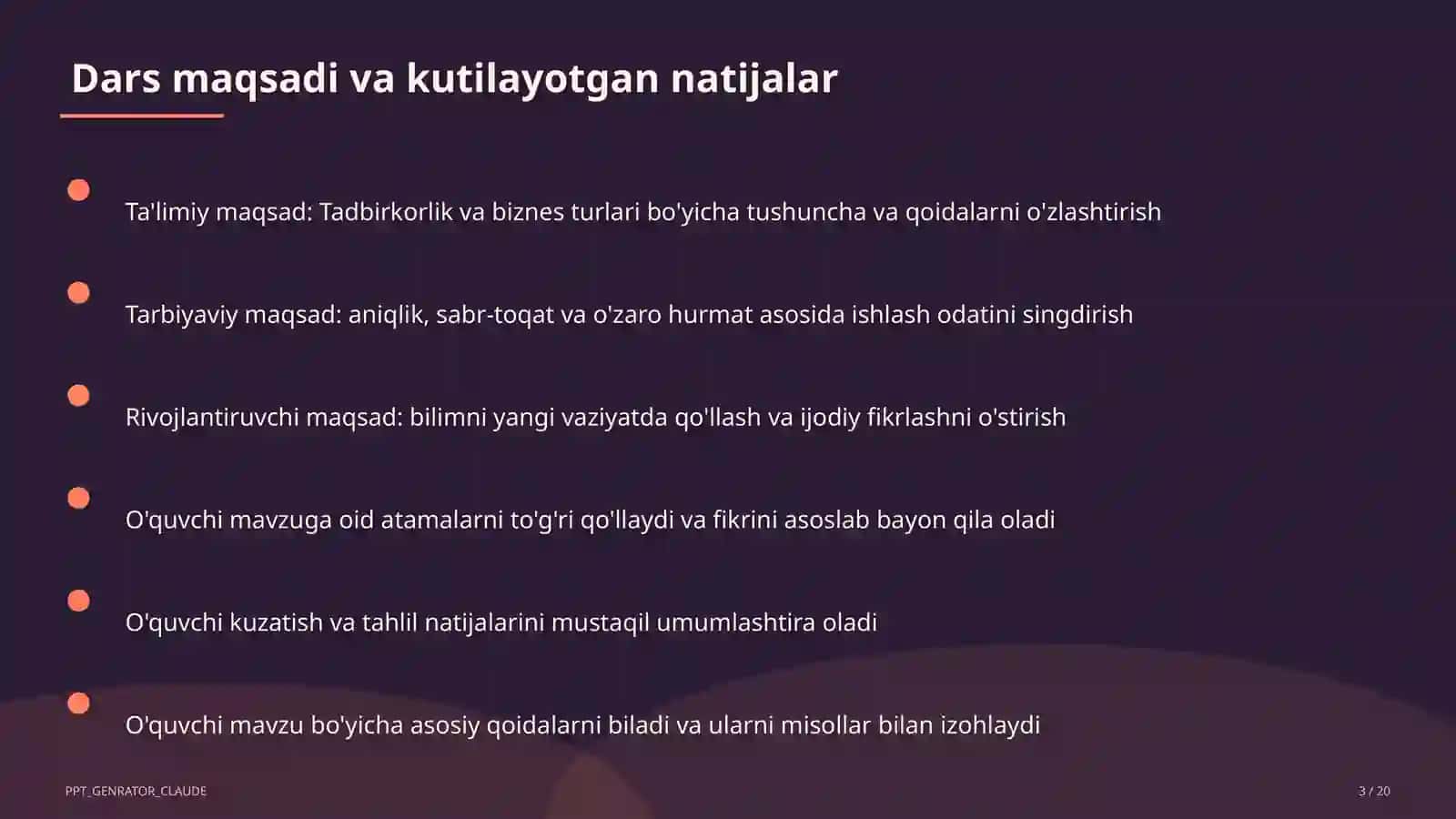 Tadbirkorlik va biznes turlari (10-sinf) 3
