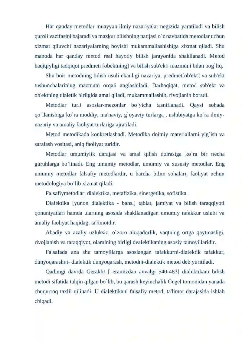 Falsafada metdod va metodologiya muammosi falsafiy qonunlar va kategoriyalar 3